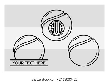 Tennis Ball, Tennis Ball Silhouette,  Sports, Tennis, Ball Image, Vector, clipart, outline, Smashing Tennis Monogram, Split Monogram, Circle Monogram