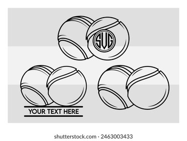 Tennis Ball, Tennis Ball Silhouette,  Sports, Tennis, Ball Image, Vector, clipart, outline, Smashing Tennis Monogram, Split Monogram, Circle Monogram