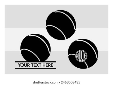 Tennis Ball, Tennis Ball Silhouette,  Sports, Tennis, Ball Image, Vector, clipart, outline, Smashing Tennis Monogram, Split Monogram, Circle Monogram