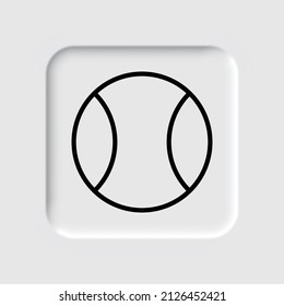 Tennis ball simple icon. Flat desing. Neumorphism design.ai