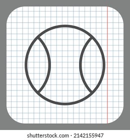 Tennis ball simple icon. Flat desing. On graph paper. Grey background.ai