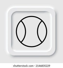 Tennis ball simple icon. Flat design. Neumorphism design.ai