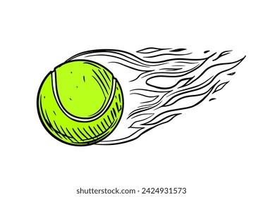 Bola de tenis. boceto, ilustración vectorial, dibujado a mano, contorno negro sobre un fondo transparente