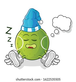 tennis ball sleeping cartoon. dreaming with bubble and sleeping hat. cartoon mascot vector
