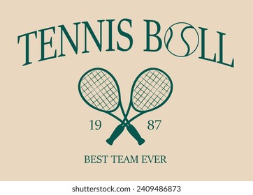 Slogan de la pelota de tenis imprenta lema del tenis mejor equipo imprimir, pelota de tenis, raqueta de tenis huella