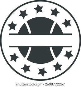 Tennis Ball Split Logo Icon Symbol Victory Champion Winner Star Celebration Badge Emblem Template Label Design Match Game