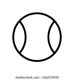 Tennis ball, sport game, outline linear icon. Black icon on white background