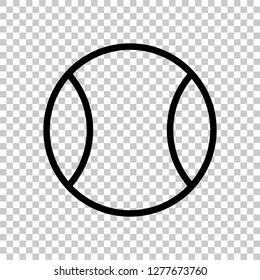 Tennis ball, sport game, outline linear icon. Black symbol on transparent background