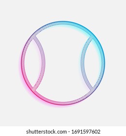 Tennis ball, sport game, outline linear icon. Colored logo with diagonal lines and blue-red gradient. Neon graphic, light effect