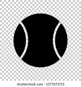 Tennis ball, sport game, simple icon. Black symbol on transparent background