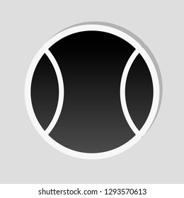 Tennis ball, sport game, simple icon. Sticker style with white border and simple shadow on gray background