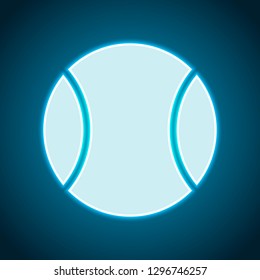 Tennis ball, sport game, simple icon. Neon style. Light decoration icon. Bright electric symbol