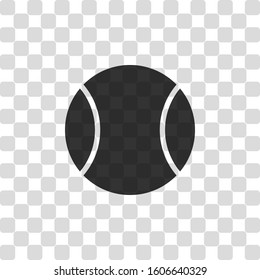 Tennis ball, sport game, simple icon. Black symbol on transparency grid