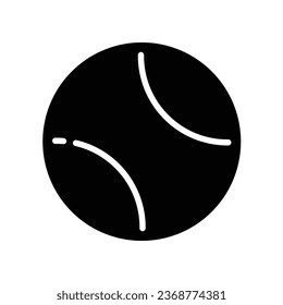 Tennis ball sport icon. a hollow rubber ball covered with felt. Golf equipment. solid, glyph style pictogram. logo symbol website, and app. Vector illustration. Design on white background. EPS 10