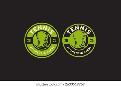 tennis ball sport retro badge logo vector design set for tennis sport, club and tournament. ball of tennis sport vintage illustration emblem label element design graphic collections