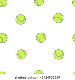 Tennis ball. sport  seamless pattern, vector illustration, hand drawn