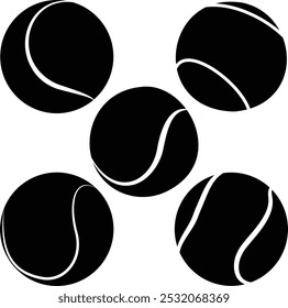 Tennisball Sport Silhouette Vektorsymbol Set Illustration.