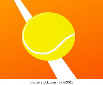 tennis ball standing on orange court