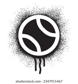 Tennis ball stencil graffiti with black spray paint