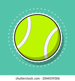 Tennis ball sticker, isolated object. Vector illustration.