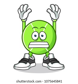 tennis ball surrender mascot vector cartoon illustration