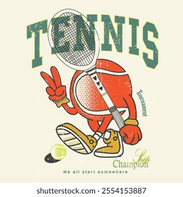 Tennis Ball. t shirt Design. vintage sports. boys girls artwork. women's t shirt design. sports graphic. tennis print Design. Graphic Design. tennis club. logo slogan graphic. summer artwork. athletic