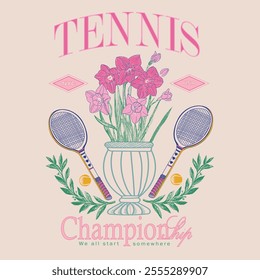 Tennis Ball. t shirt Design. sports graphic. tennis print Design. Graphic Design. tennis club. logo slogan graphic. summer artwork. women's t shirt design. vintage sports. athletic print. boys girls 