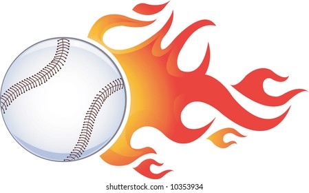 Tennis ball with tail of fire on the move	