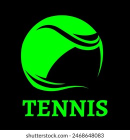 Tennis ball template on black background. Vector illustration.