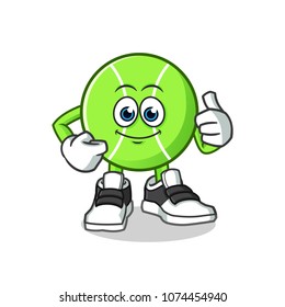 tennis ball thumbs up mascot vector cartoon illustration