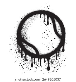tennis ball in urban graffiti style with black spray paint. vector illustration.