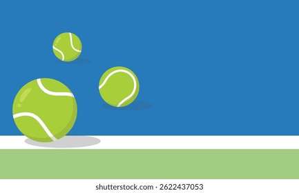 Tennis ball vector. Tennis ball in the field vector illustration. Tennis sport concept background with free space for text.