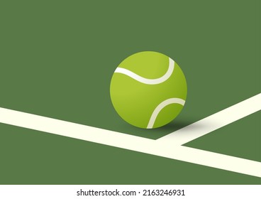 Tennis ball vector. Tennis ball in the field. wallpaper. free space for text. copy space.