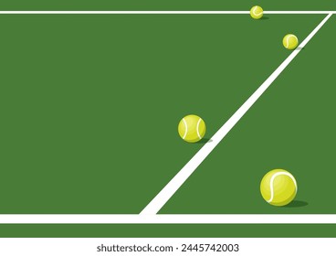 Tennis ball vector. Tennis ball in the field. wallpaper. free space for text. copy space.
