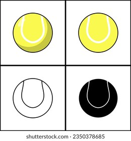 Tennisball, Vektorflachdesign mit vier verschiedenen Stilen