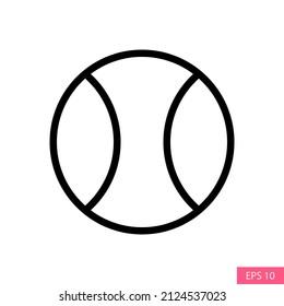 Tennis ball vector icon in line style design for website design, app, UI, isolated on white background. Editable stroke. EPS 10 vector illustration.