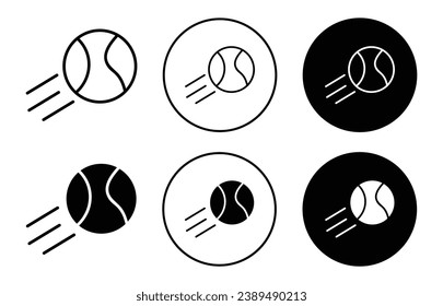 Tennis ball vector icon set in black filled and outlined style.