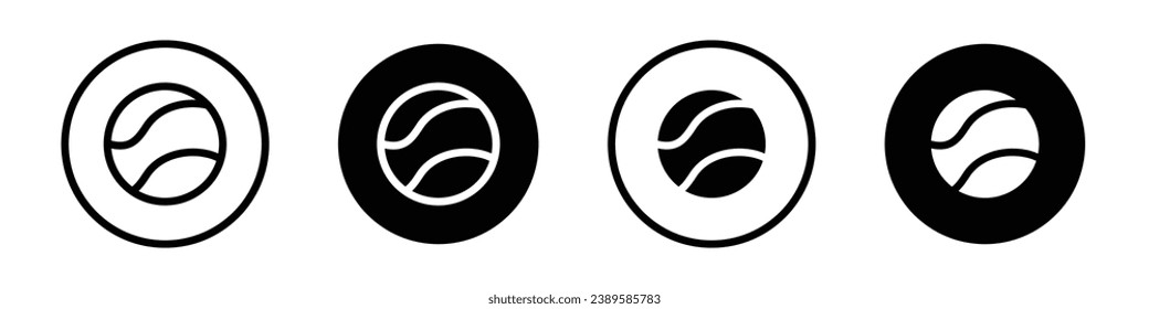 Tennis ball vector icon set in black and white color.