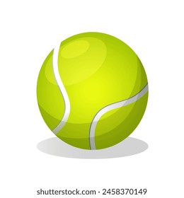 Ilustración vectorial de pelota de tenis aislada sobre fondo blanco.
