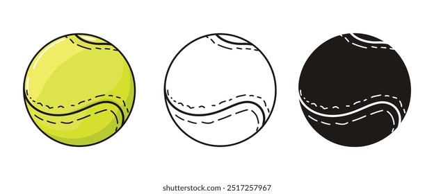Tennis ball  vector illustration, outline, silhouette on white background