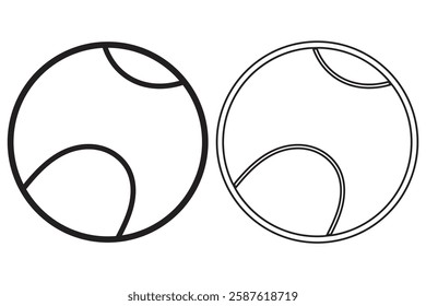 Tennis Ball Vector Line Icon Design. Two Tennis balls set icons, sports balls of tennis ball logo with white background.