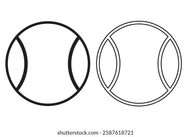 Tennis Ball Vector Line Icon Design. Two Tennis balls set icons, sports balls of tennis ball logo with white background.