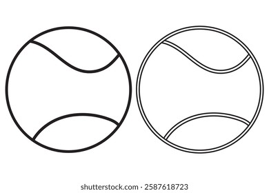 Tennis Ball Vector Line Icon Design. Two Tennis balls set icons, sports balls of tennis ball logo with white background.