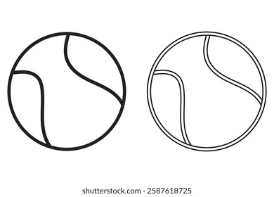 Tennis Ball Vector Line Icon Design. Two Tennis balls set icons, sports balls of tennis ball logo with white background.