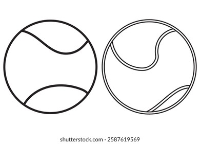 Tennis Ball Vector Line Icon Design . Two tennis ball set icons, sports tennis ball of tennis ball logo with white background.