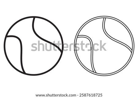Tennis Ball Vector Line Icon Design. Two Tennis balls set icons, sports balls of tennis ball logo with white background.