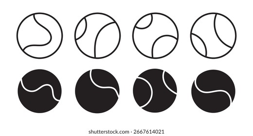 Vector de bola de tenis logotipo conjunto ilustración símbolo aislado. Pictograma de icono para gráficos de Web