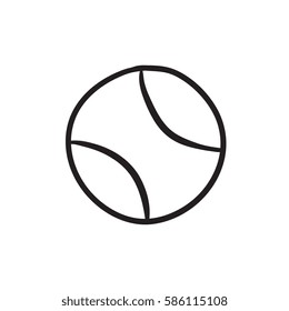 Tennis ball vector sketch icon isolated on background. Hand drawn Tennis ball icon. Tennis ball sketch icon for infographic, website or app.