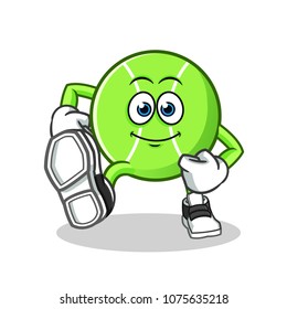 tennis ball walking mascot vector cartoon illustration