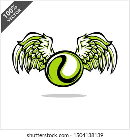 Tennis ball wing logo vector